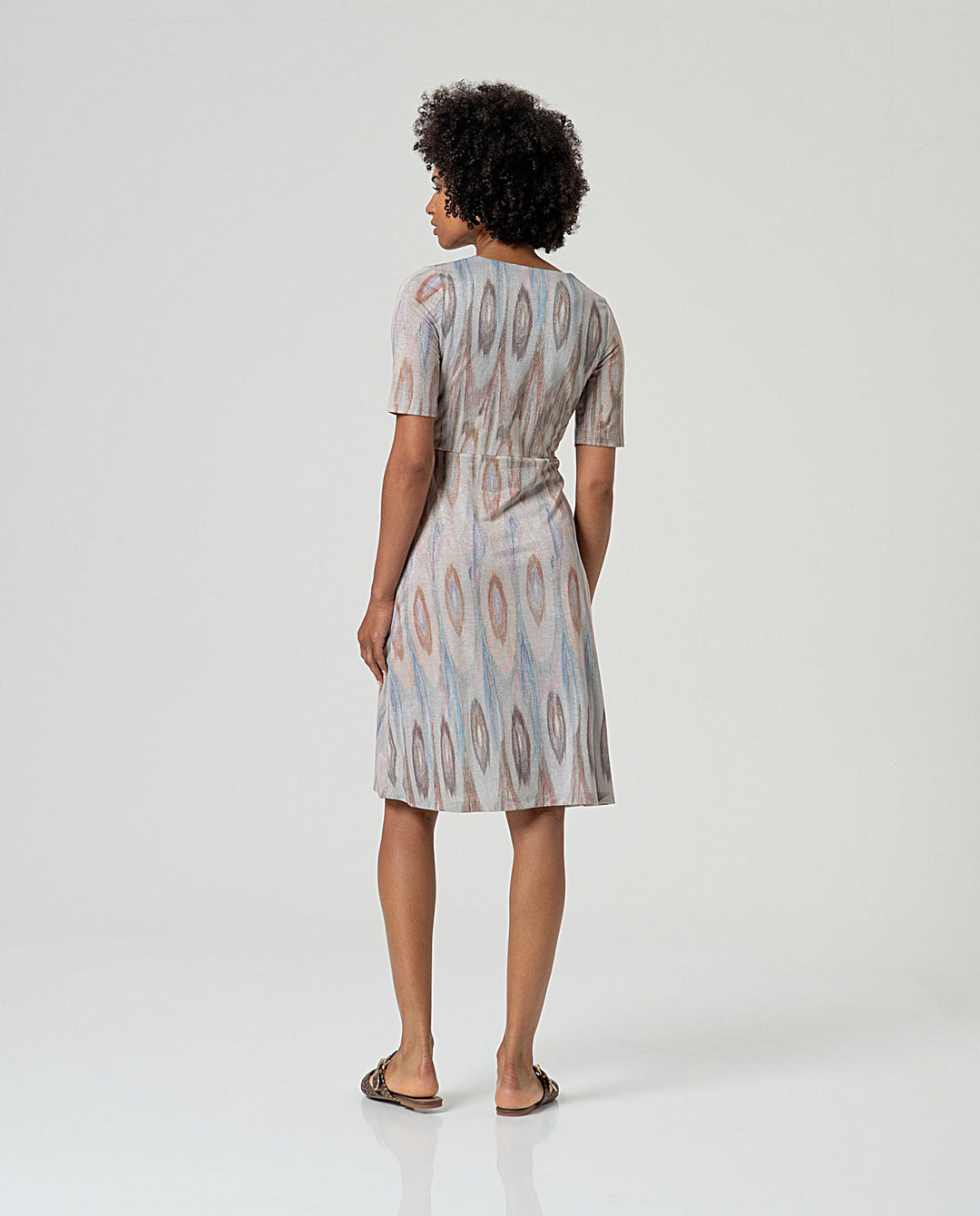 Robe midi imprimée à décolleté croisé