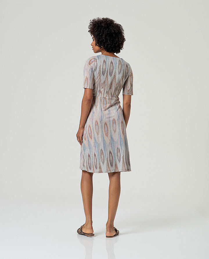 Robe midi imprimée à décolleté croisé