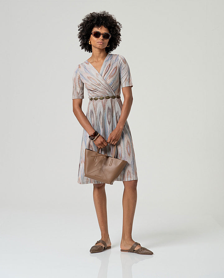 Robe midi imprimée à décolleté croisé