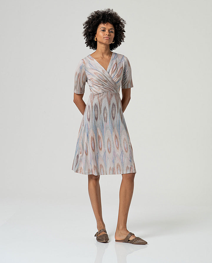 Robe midi imprimée à décolleté croisé