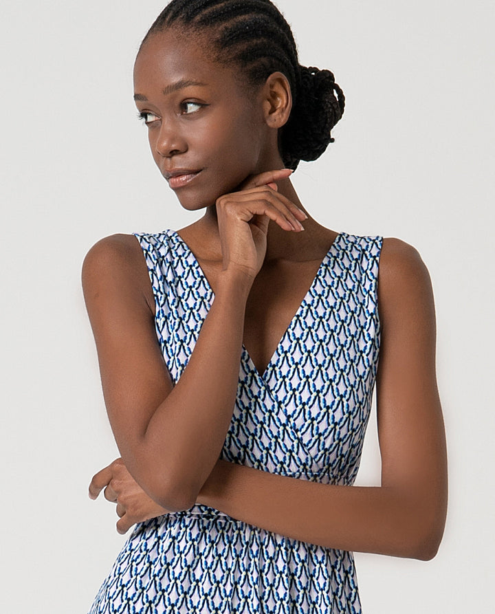Robe courte sans manches avec imprimé abstrait