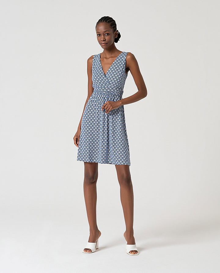 Robe courte sans manches avec imprimé abstrait