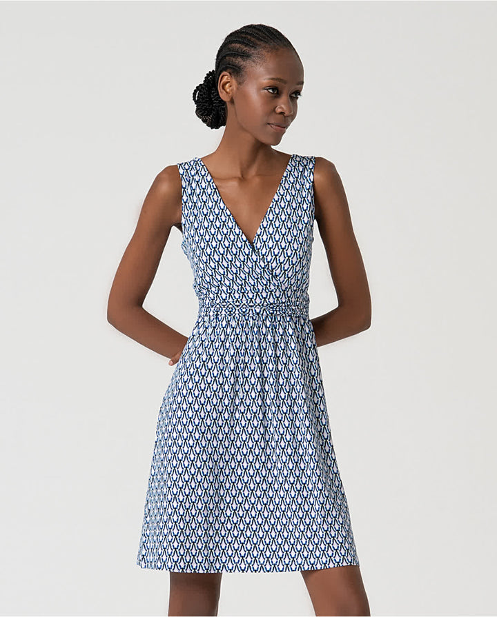 Robe courte sans manches avec imprimé abstrait