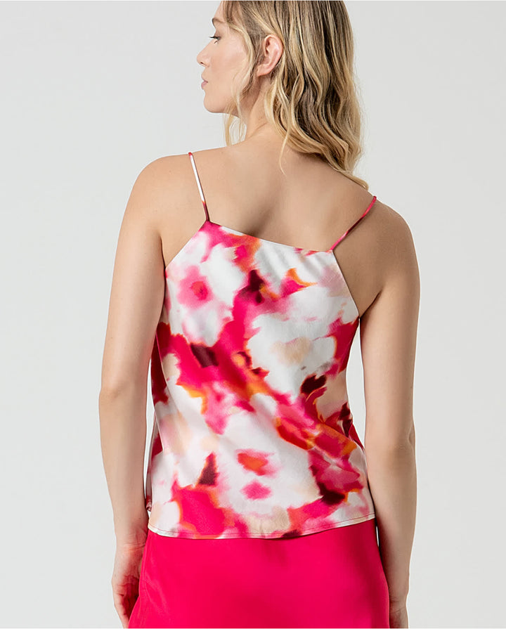 Camisole satinée avec imprimé floral abstrait