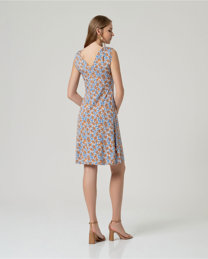 Robe midi imprimée à encolure V