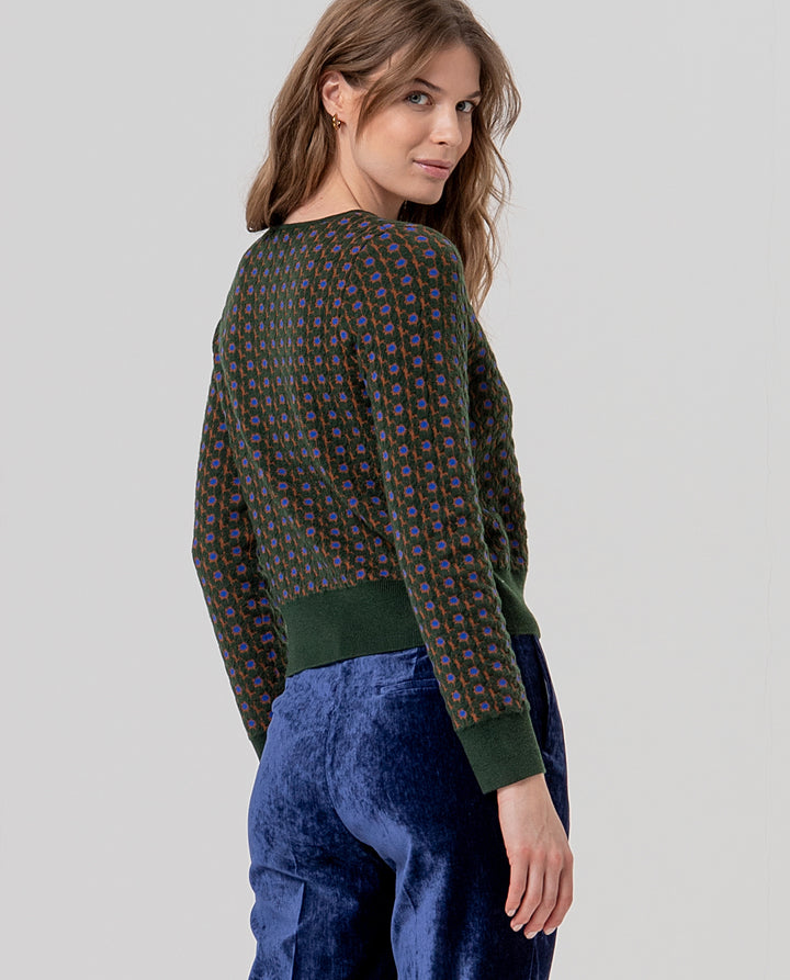Pull à col en V en jacquard