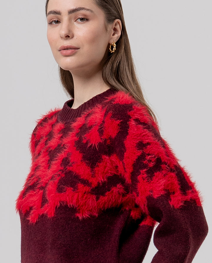 Pull à col rond en jacquard texturé