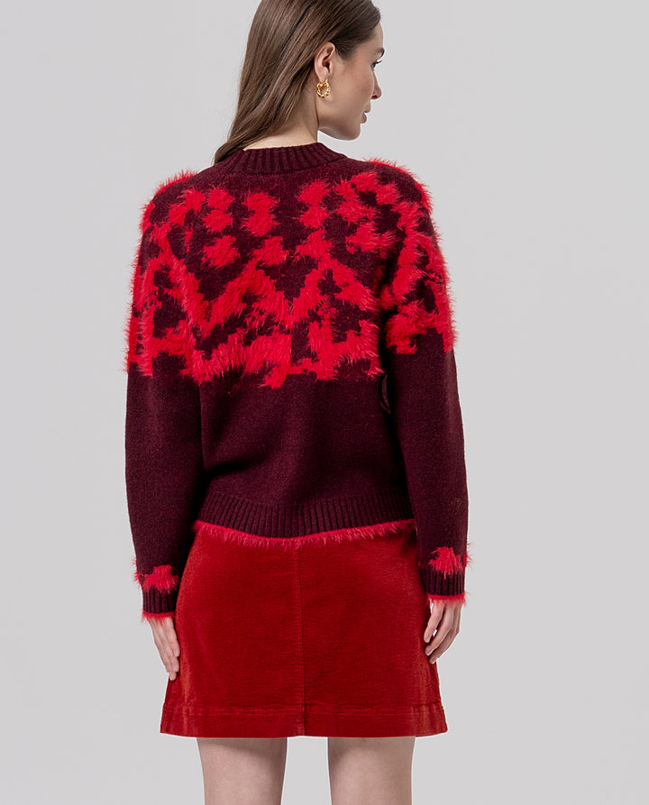 Pull à col rond en jacquard texturé