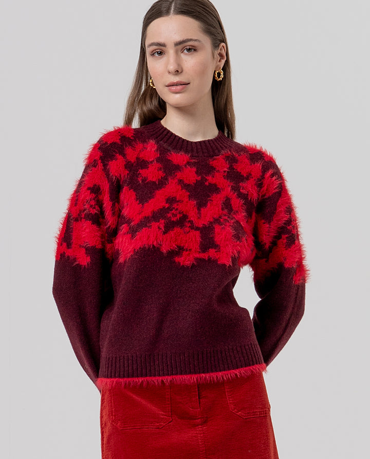 Pull à col rond en jacquard texturé