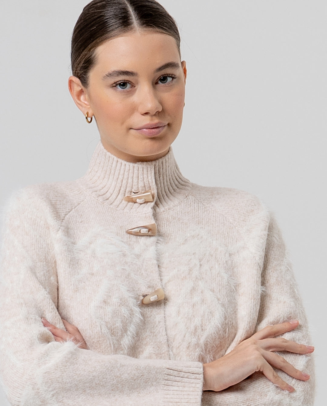 Veste en jacquard à col cheminée