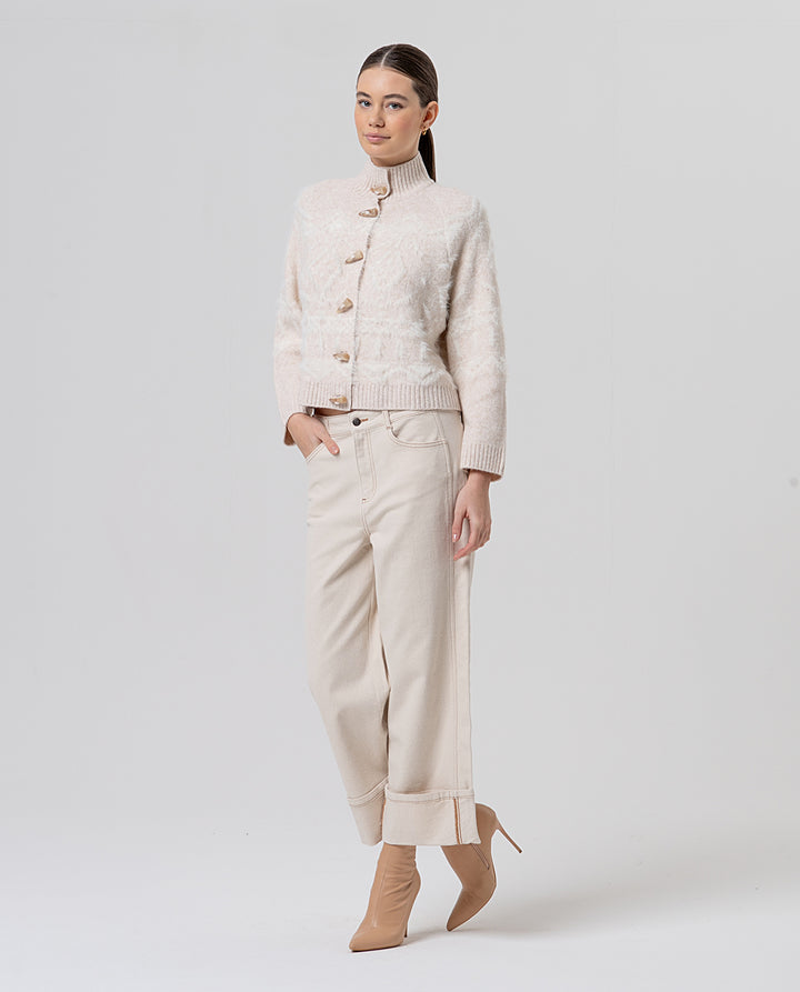Veste en jacquard à col cheminée