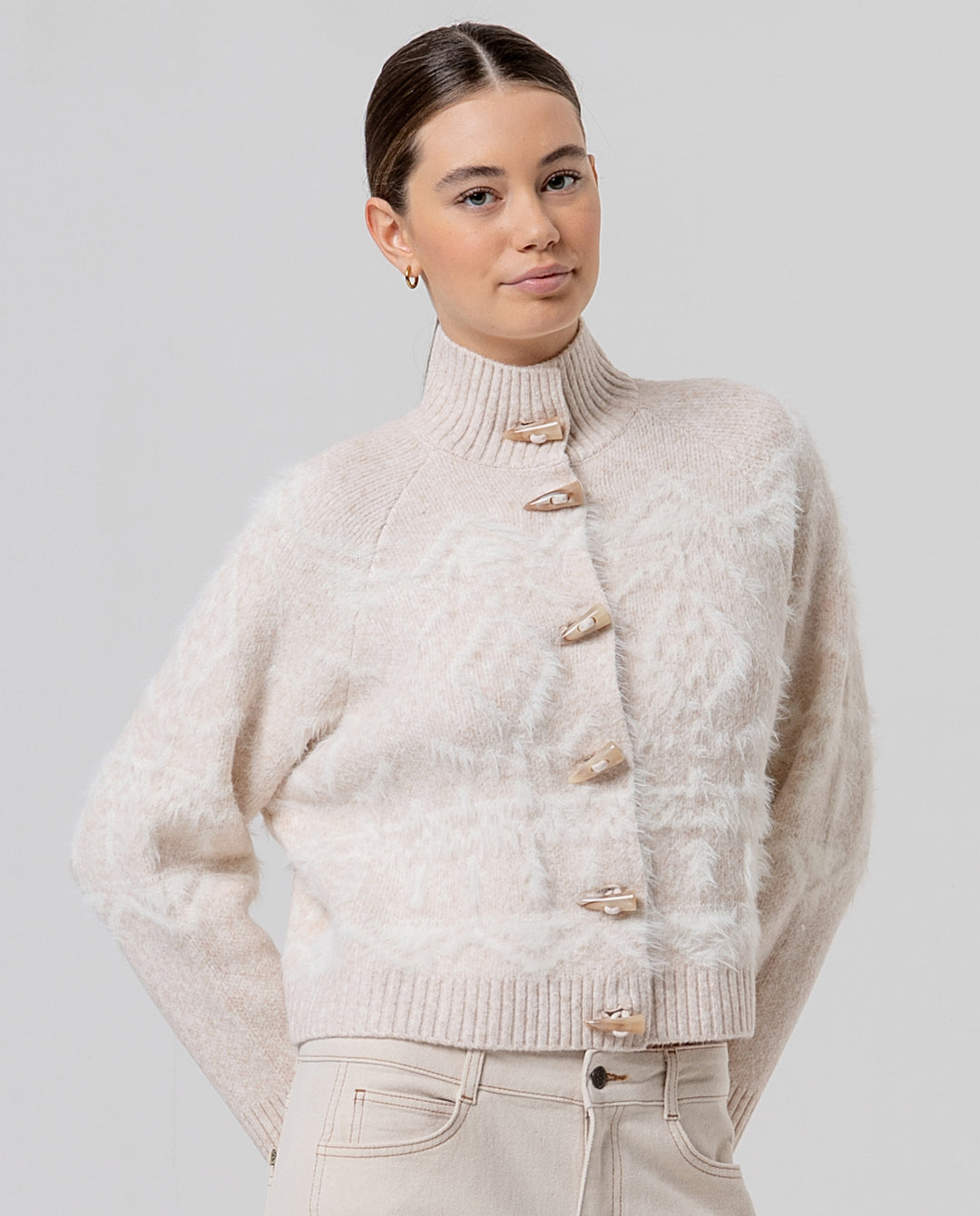 Veste en jacquard à col cheminée