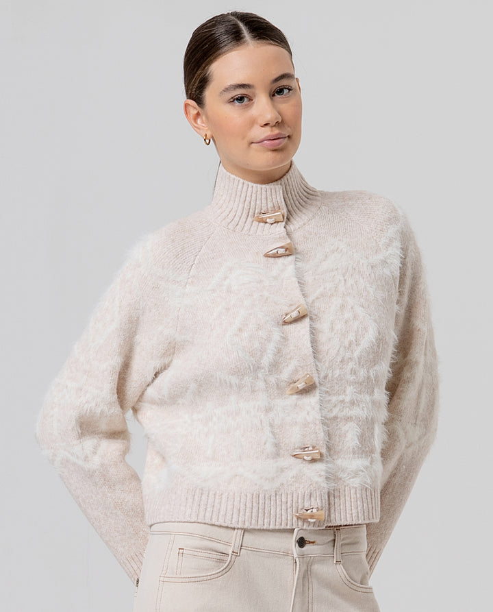 Veste en jacquard à col cheminée