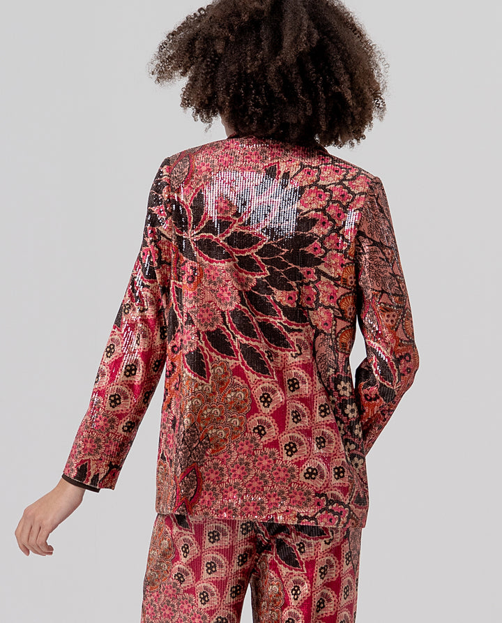 Veston à paillettes et imprimé floral