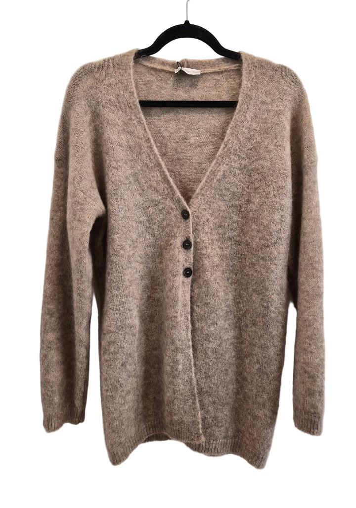 Cardigan boutonné long en mélange alpaga