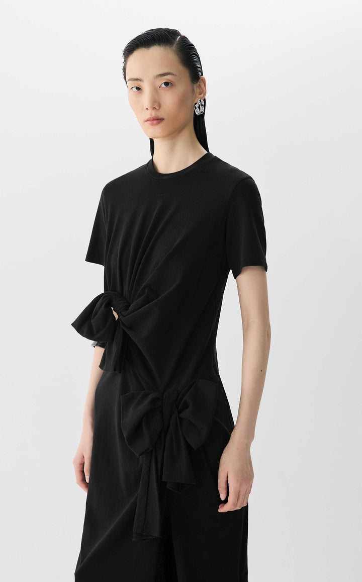 Robe midi à nœuds drapés