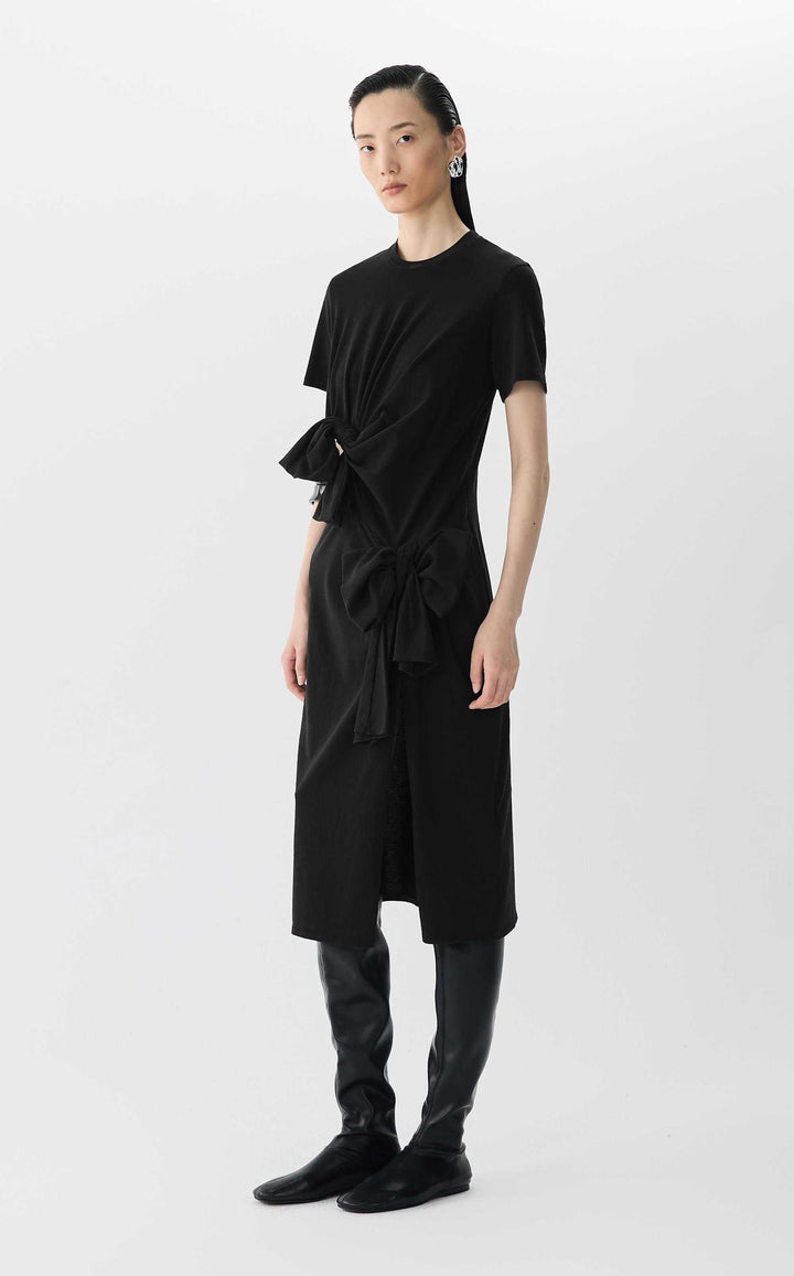 Robe midi à nœuds drapés