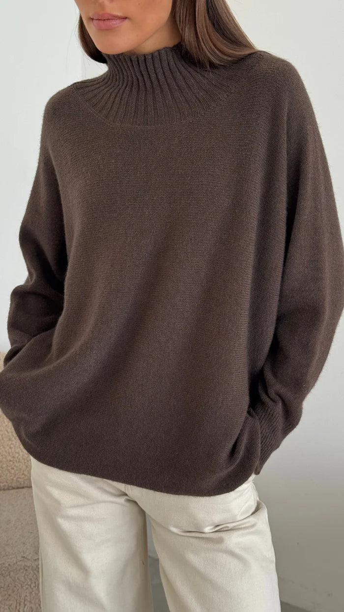 Pull ample avec col montant côtelé Alma