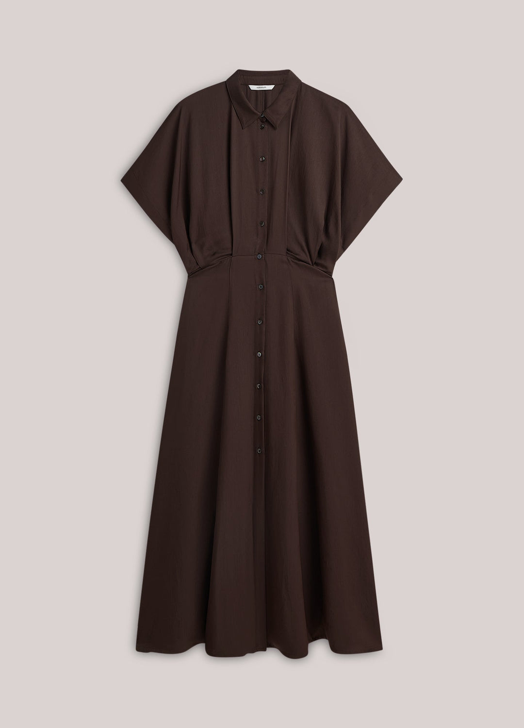 Robe-chemisier lustrée à taille cintrée