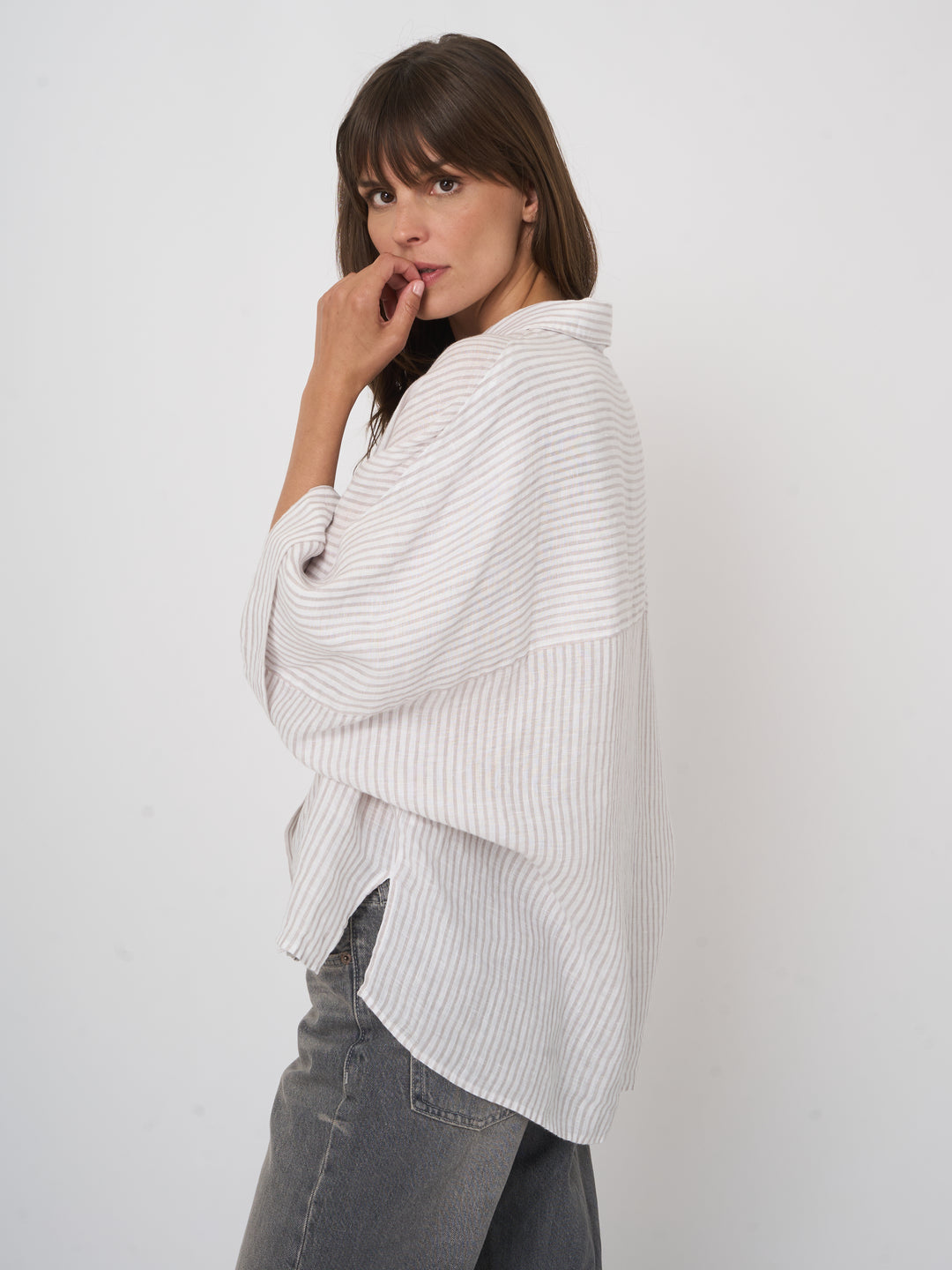 Chemise Lin ample à rayures et manches larges