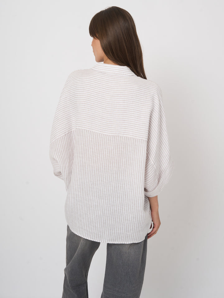 Chemise Lin ample à rayures et manches larges