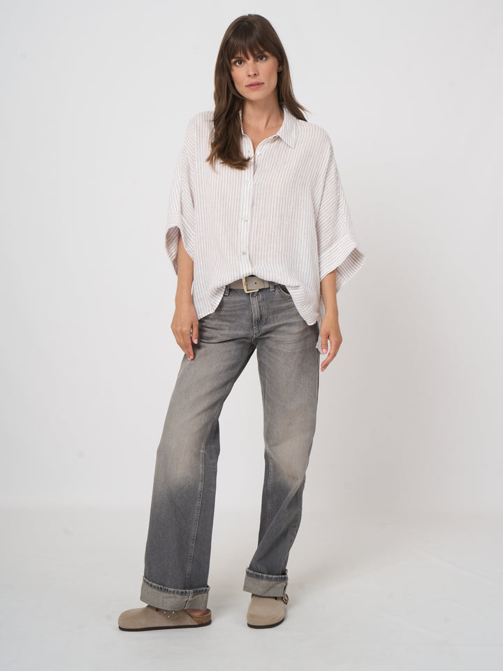 Chemise Lin ample à rayures et manches larges