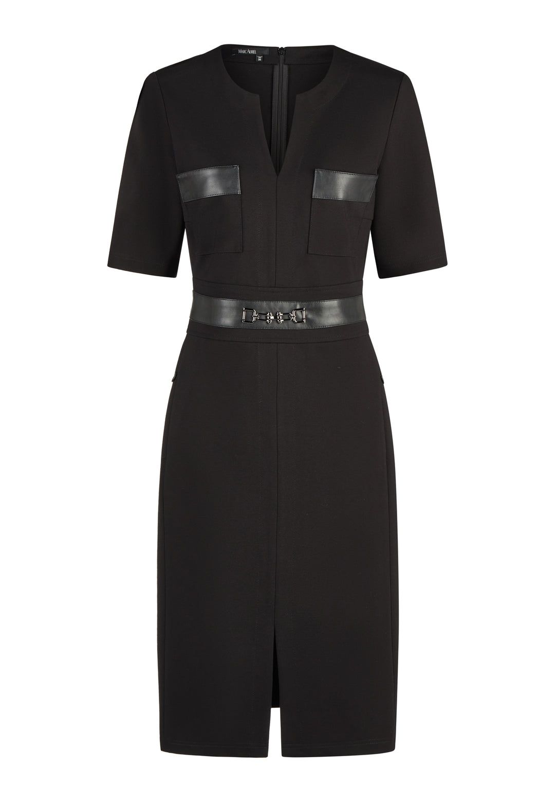 Robe midi ajustée à détails contrastants