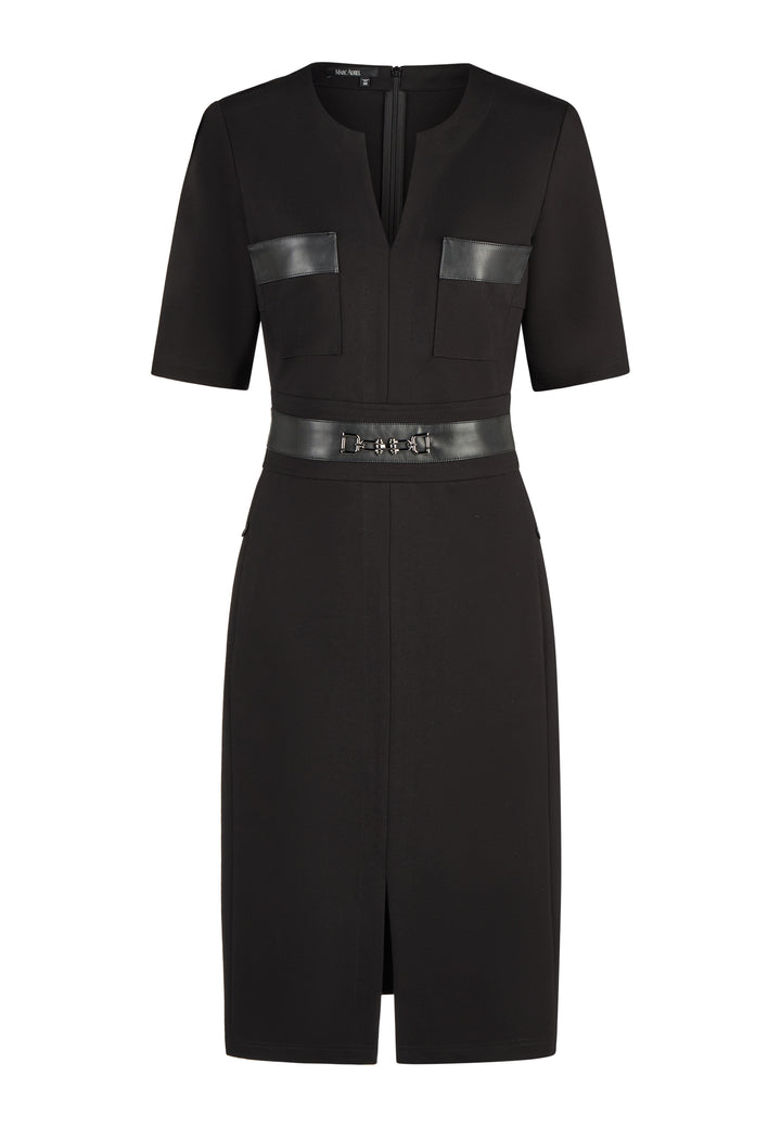 Robe midi ajustée à détails contrastants