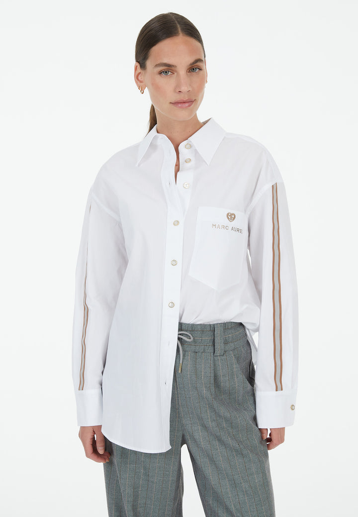 Chemisier en coton avec bandes et logo