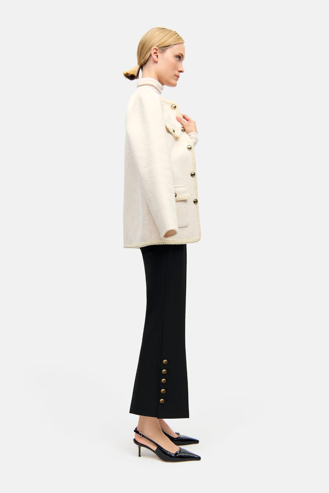 Pantalon bootcut avec boutons dorés France
