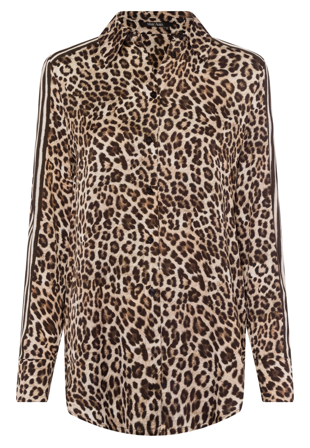 Blouse soyeuse avec imprimé léopard et rayures
