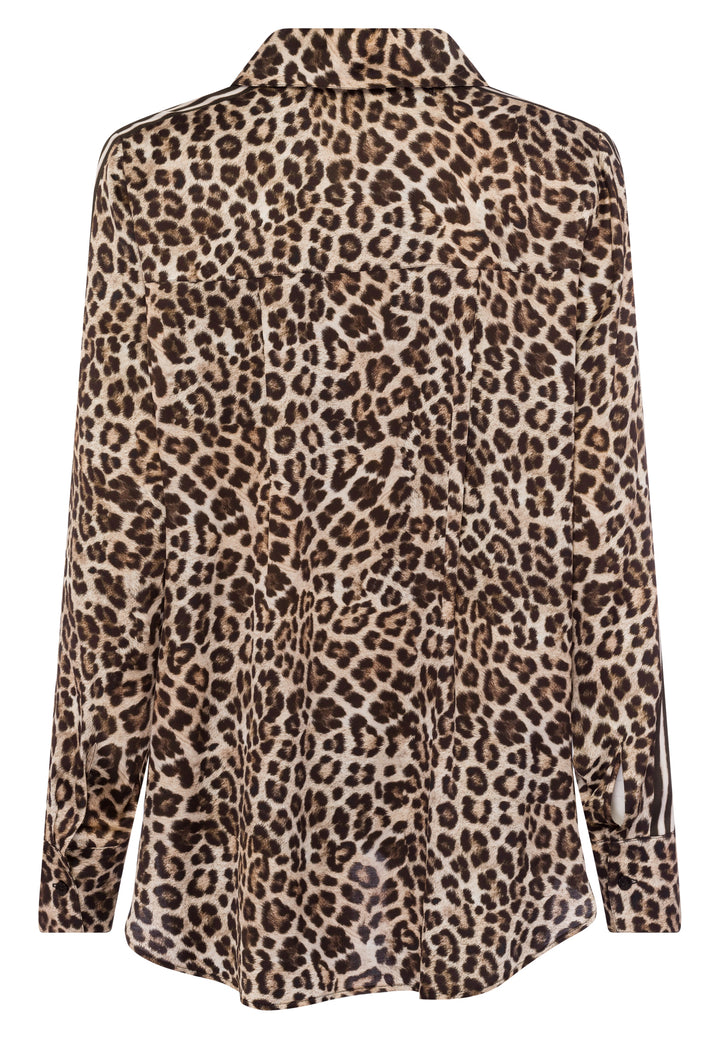 Blouse soyeuse avec imprimé léopard et rayures