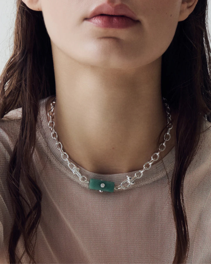 Collier chaîne avec pendentif en green aventurine
