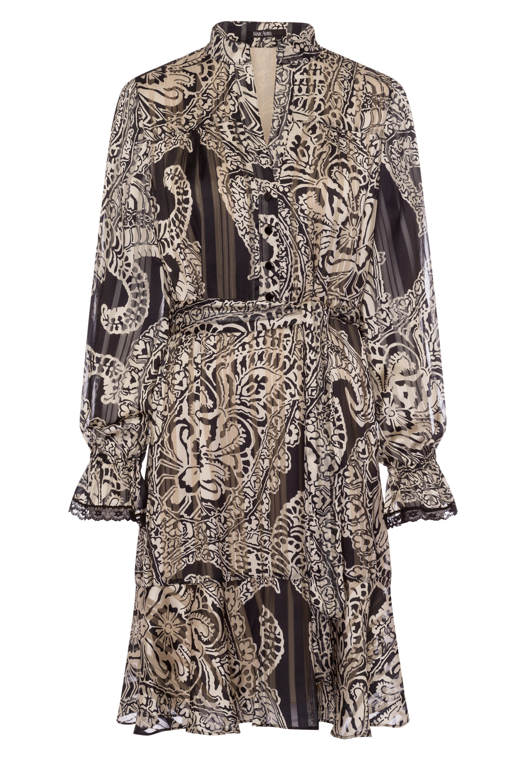 Robe courte avec imprimé paisley et détails en dentelle