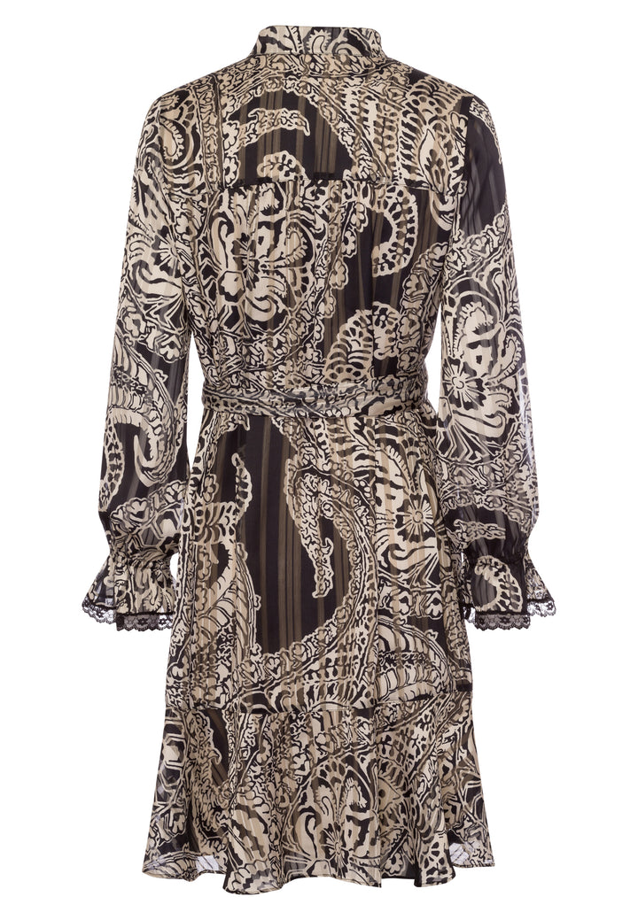 Robe courte avec imprimé paisley et détails en dentelle