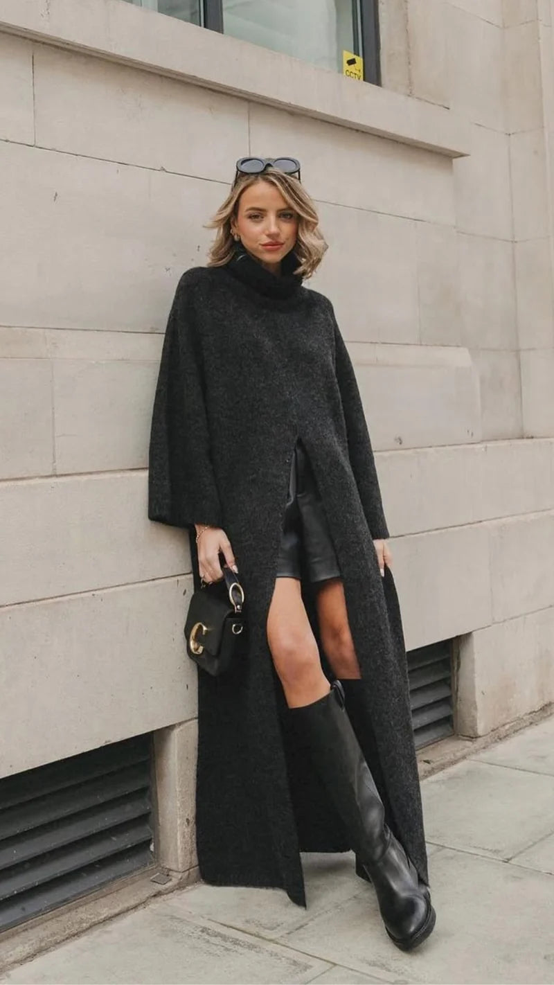 Robe-pull longue à fente centrale Vivienne