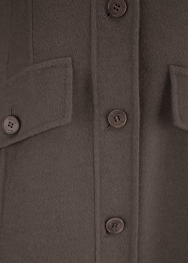 Manteau long en laine à poches à rabat
