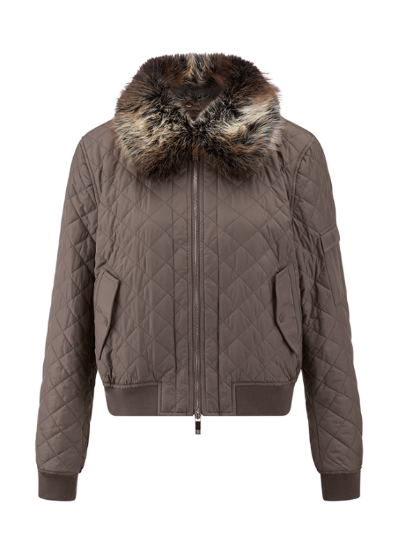 Veste matelassée courte à col duveteux