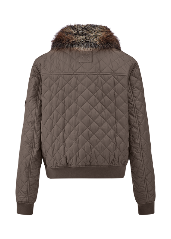 Veste matelassée courte à col duveteux