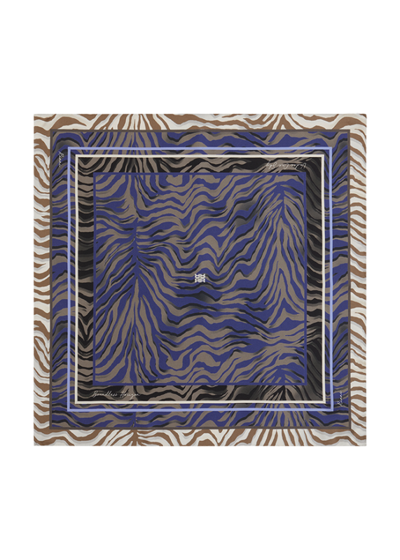 Foulard carré en soie à imprimé zébré