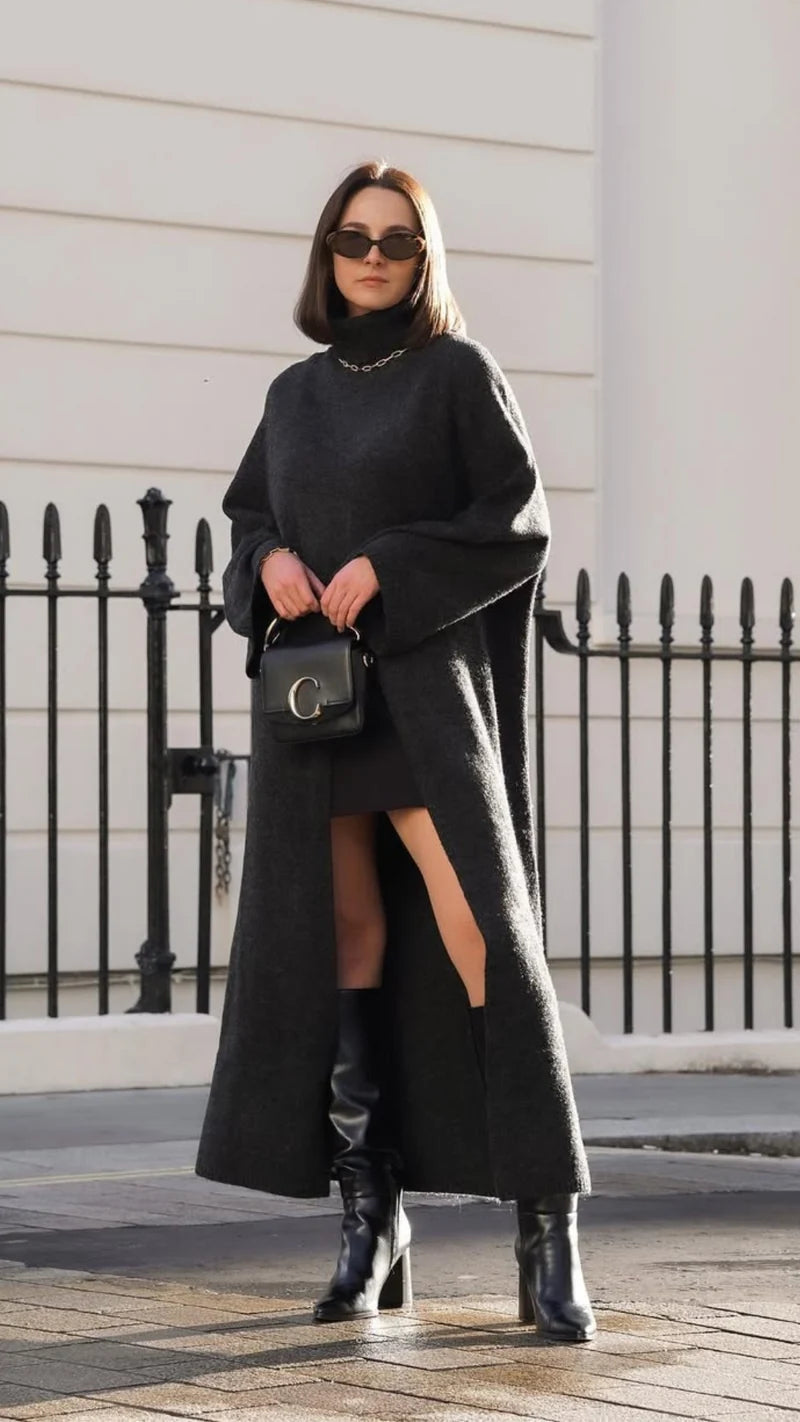 Robe-pull longue à fente centrale Vivienne