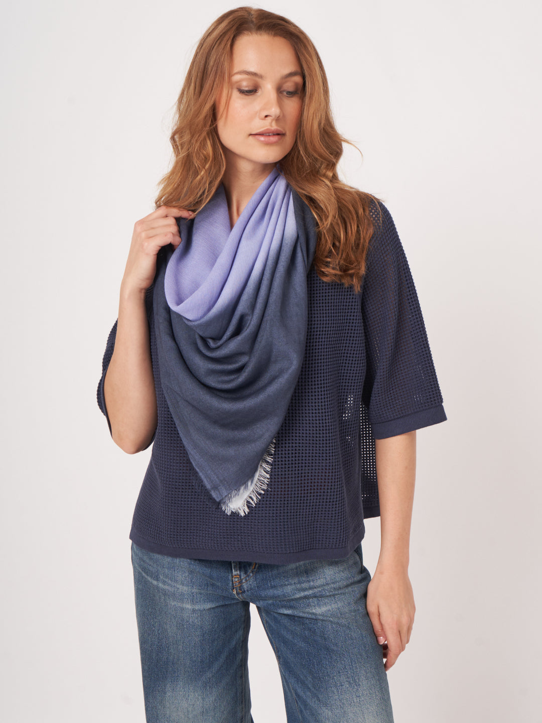 Foulard en cachemire et soie avec effet dégradé