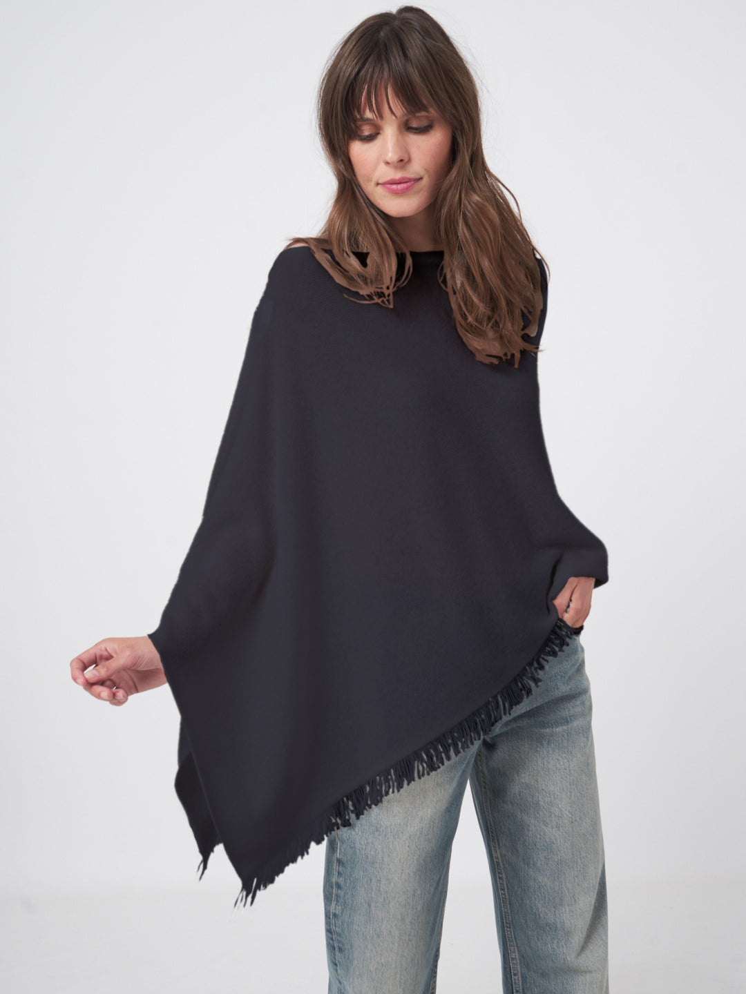 Poncho en cachemire avec franges