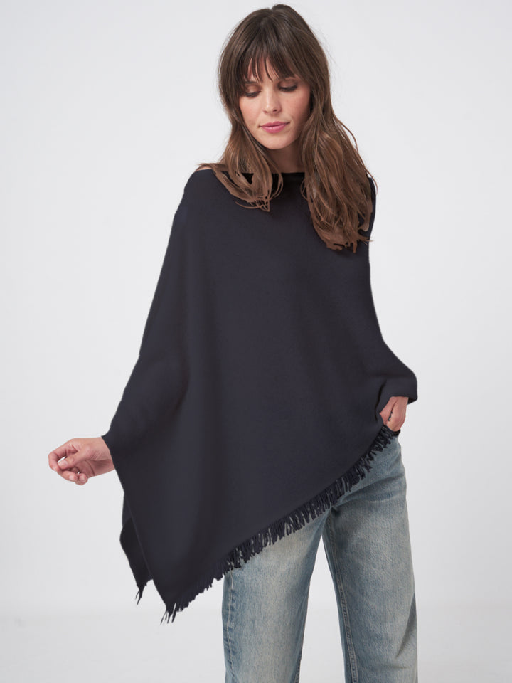 Poncho en cachemire avec franges