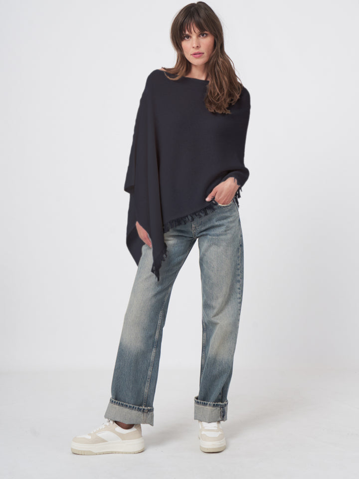 Poncho en cachemire avec franges