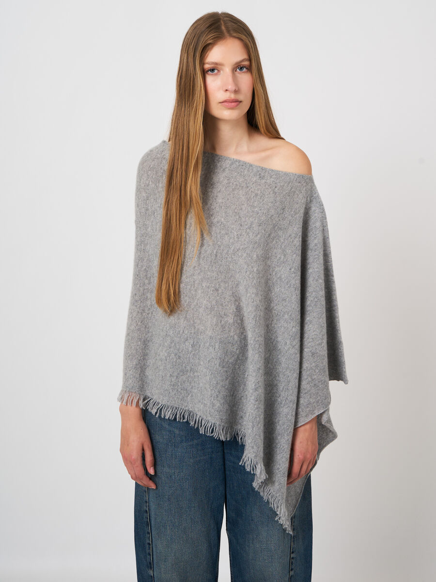 Poncho asymétrique en cachemire biologique à franges
