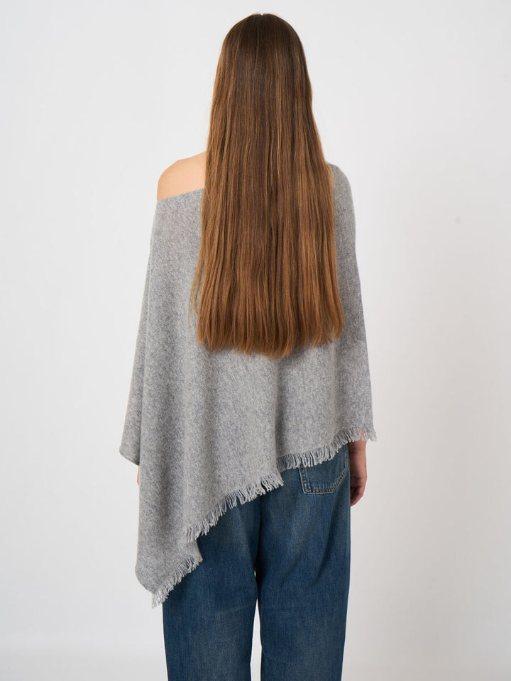 Poncho asymétrique en cachemire biologique à franges