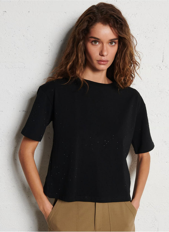 T-shirt avec strass à dos croisé ouvert Martisy