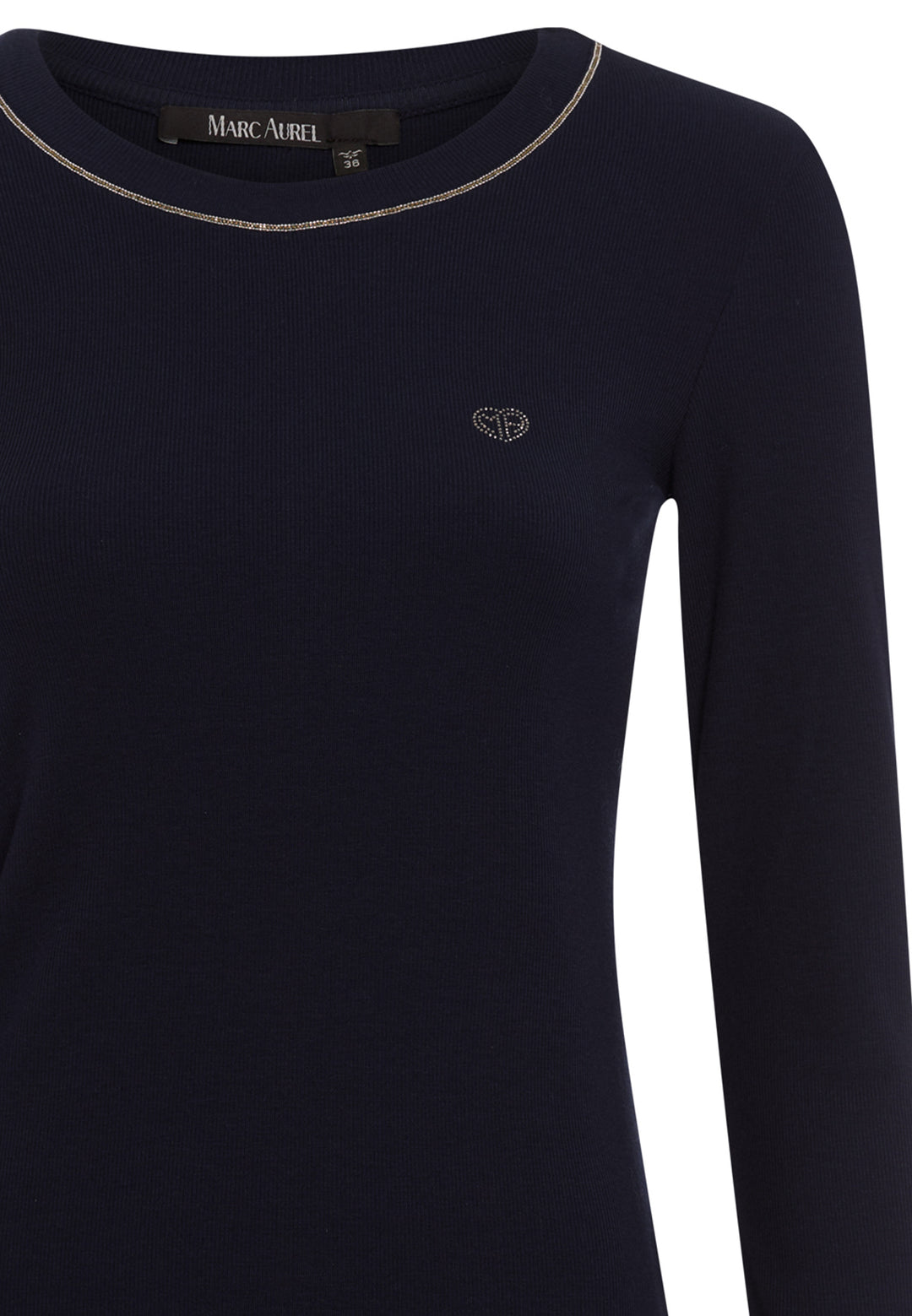 T-shirt côtelé avec détails brillants à manches longues