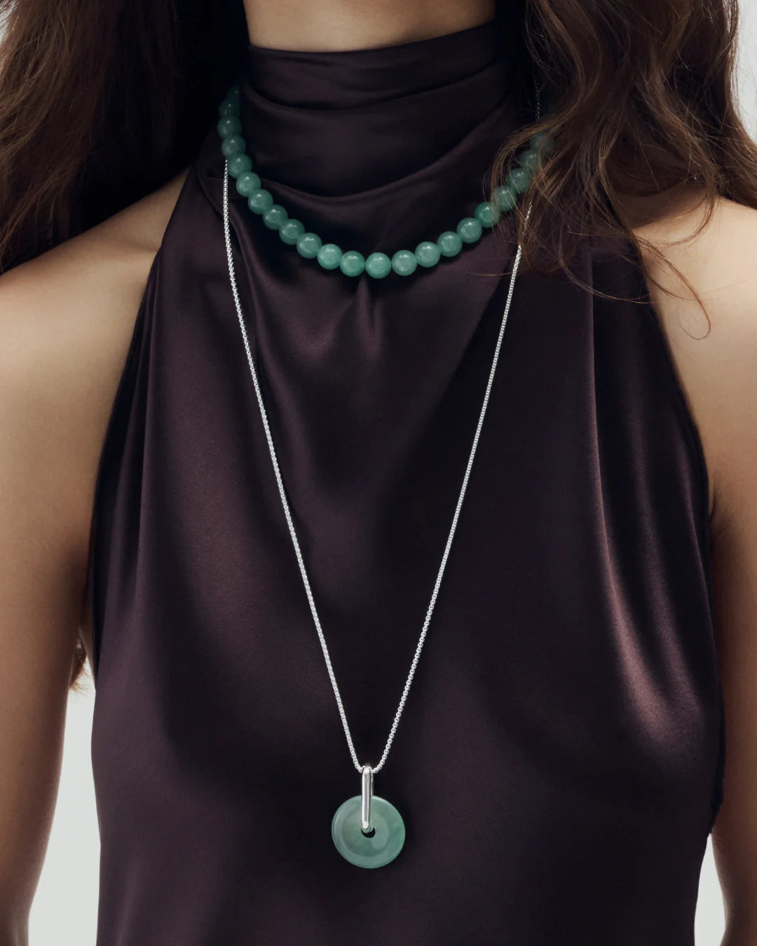 Collier chaîne avec anneau en Green aventurine